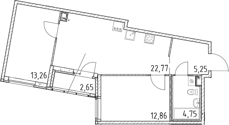 2-комнатная квартира 58.89 м², 9/17 эт., ЖК «Город Первых»